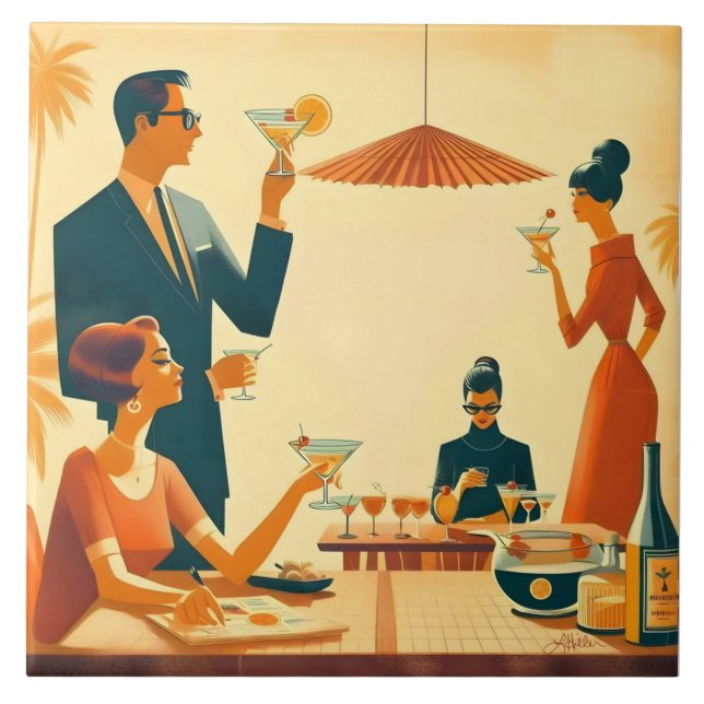 Azulejo Críticos de cóctel Martini de mediados de siglo mo (Frente)