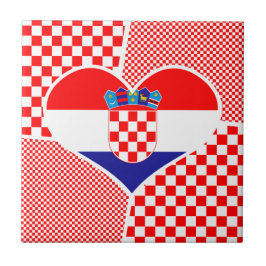 Azulejo Croacia en el corazón con negro rojo de la cerámic