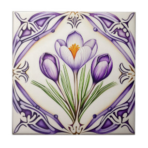 Azulejo Crocus on Symmetric Art Nouveau