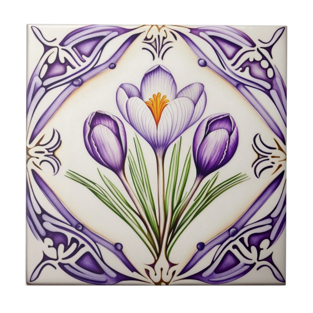 Azulejo Crocus on Symmetric Art Nouveau (Frente)