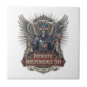 Azulejo Cromado Patriótico Reaper Oscuro Patriota Esquelet