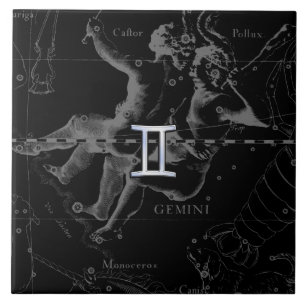 Azulejo Cromo plateado como Rótulo Gemini Zodiac en Heveli