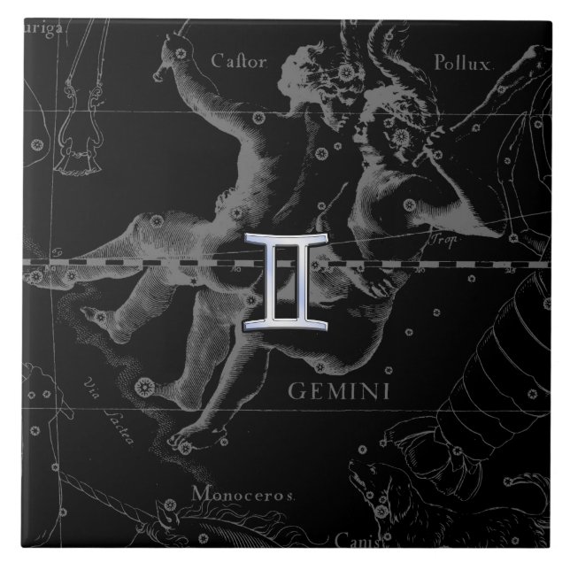 Azulejo Cromo plateado como Rótulo Gemini Zodiac en Heveli (Frente)
