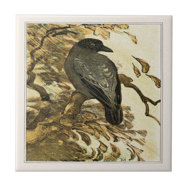 Azulejo Crow encapuchado sobre arte victoriano (Frente)