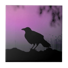 Azulejo Crow In Nature Silhouette