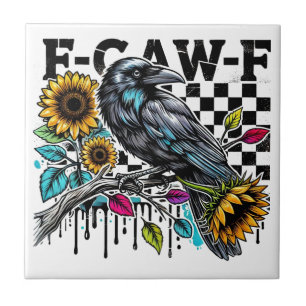 Azulejo Crow Raven F-CAW-F Funny Halloween