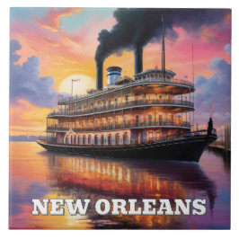 Azulejo Crucero en barco de vapor New Orleans al atardecer