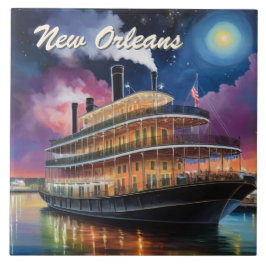 Azulejo Crucero nocturno en barco de vapor New Orleans