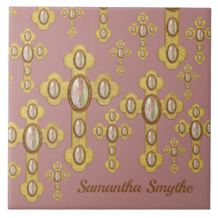 Azulejo Cruces buceados con 6 ópalos falsos -