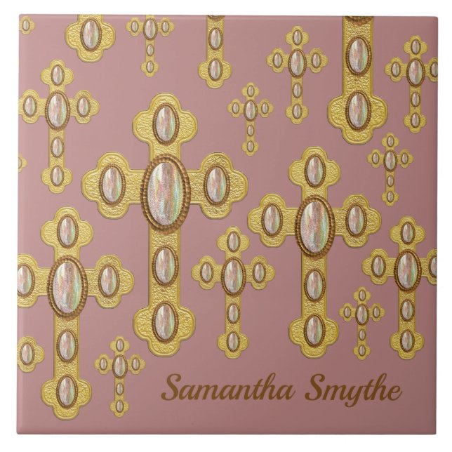 Azulejo Cruces buceados con 6 ópalos falsos - (Frente)