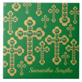 Azulejo Cruces con 12 falsos esmeraldas -