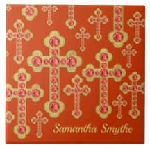 Cruces con 12 faux-Garnets -