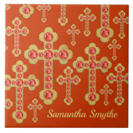 Azulejo Cruces con 12 faux-Garnets -