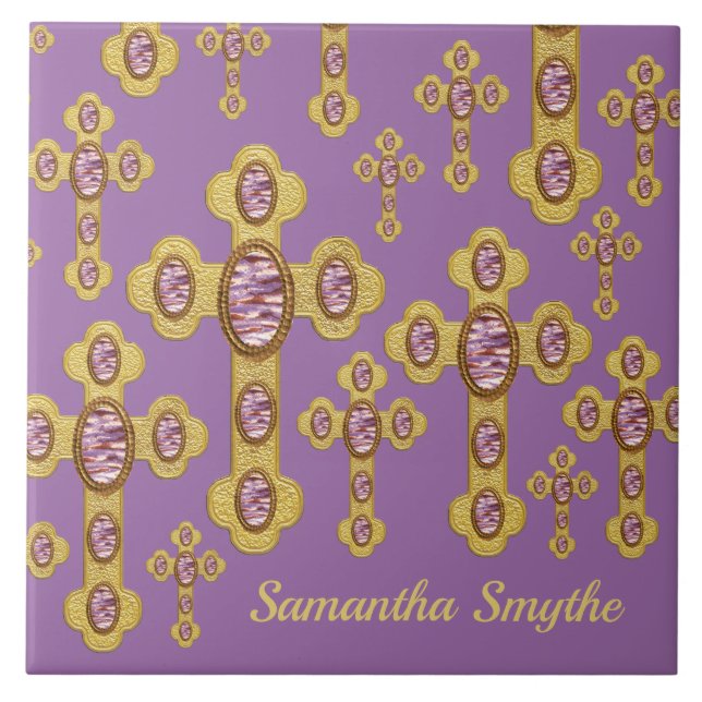 Azulejo Cruces con 6 falsos ácidos púrpura - (Frente)