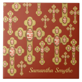 Azulejo Cruces con 6 falsos ácidos rojos -