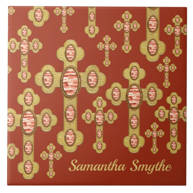 Azulejo Cruces con 6 falsos ácidos rojos - (Frente)