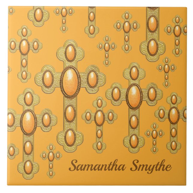 Azulejo Cruces con 6 Faux Sardonyx - (Frente)