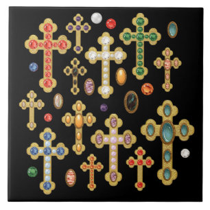 Azulejo Cruces de Piedras de Nacimiento Falsas y Gemas Sue