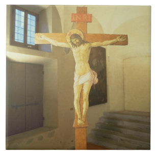 Azulejo Crucifijo (tempera en la madera)