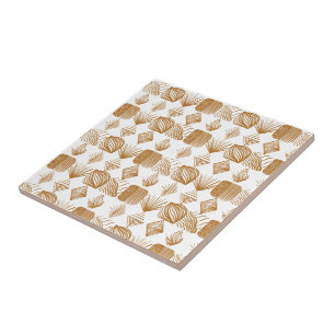 Azulejo Crudo trapo tribal caribeño: oro, blanco