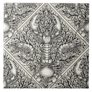 Azulejo Crustáceo en blanco y negro