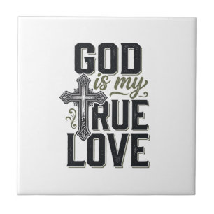 Azulejo Cruz Cristiana Dios Es Mi Verdadero Amor Vector