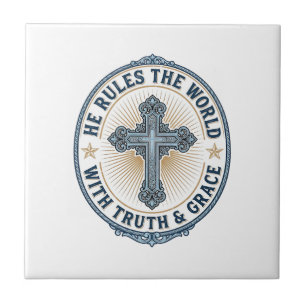 Azulejo Cruz Cristiana Él Gobierna el Mundo