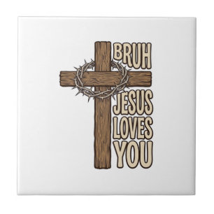 Azulejo Cruz de Bruh Jesús te Ama Vintage Cristiano Vecto