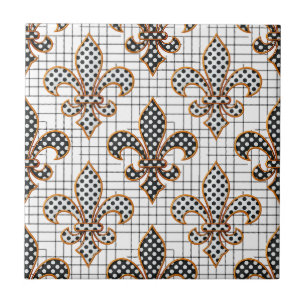 Azulejo Cruz en blanco y negro Cuadros de lunares Fleur-de
