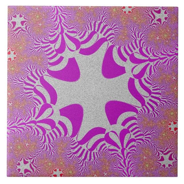 Azulejo Cruz rosa y plateada (Frente)