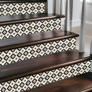 Azulejo Cruza marroquí audaz - Negro y blanco