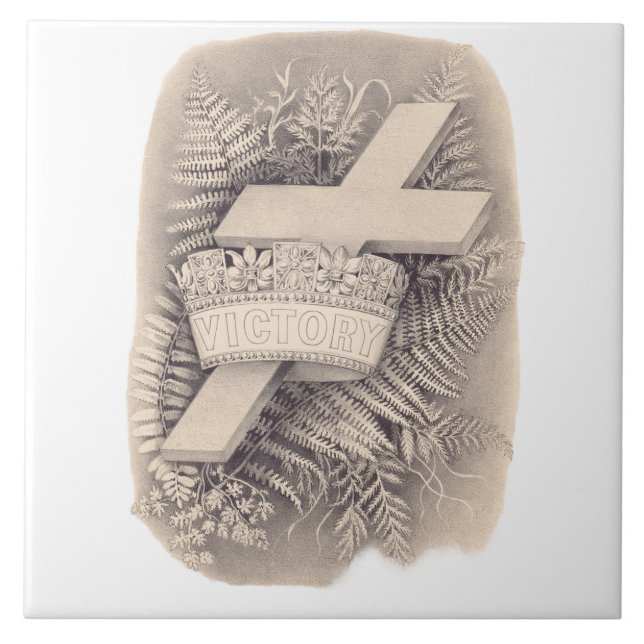 Azulejo Cruzar con una corona y victoria (Frente)