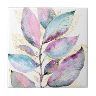 Azulejo Cuaderno espiral de hojas botánicas de acuarela pa