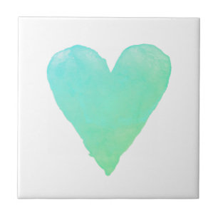 Azulejo Cuadrado de dibujo de corazón de color de agua