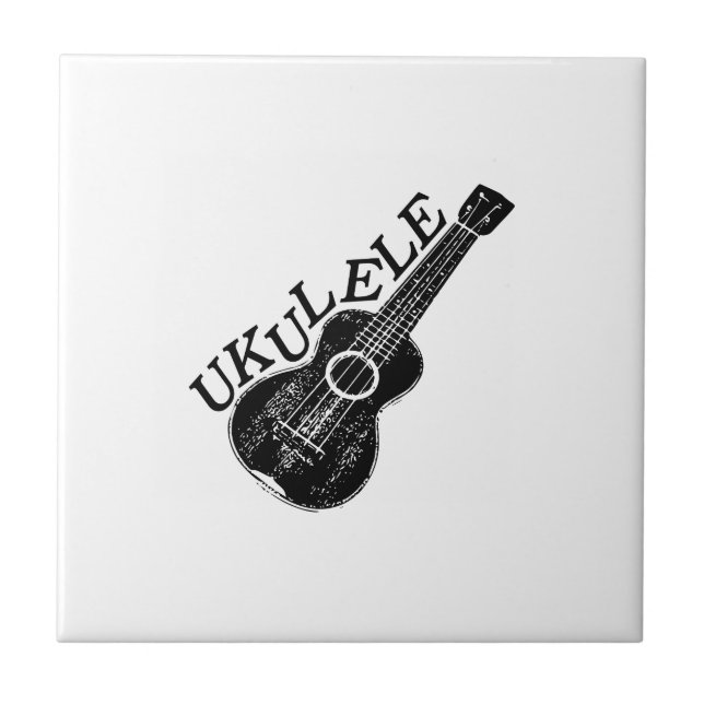 Azulejo Cuadrado De Mensajes De Texto E Imagen De Ukulele (Frente)