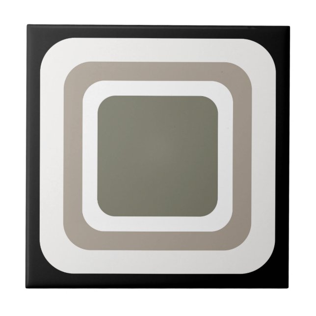 Azulejo Cuadrado Retro Negro Gris Blanco (Frente)