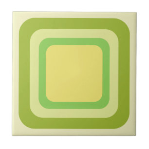 Azulejo Cuadrado Retro Verde Amarillo