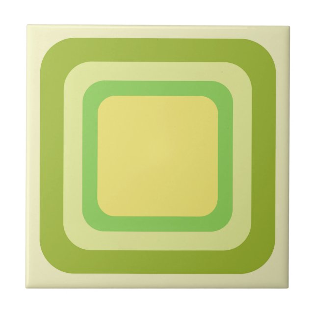 Azulejo Cuadrado Retro Verde Amarillo (Frente)