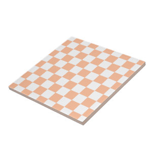 Azulejo Cuadrados a cuadros melocotón naranja blanco geomé