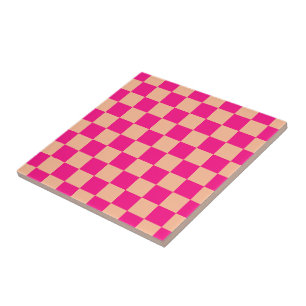 Azulejo Cuadrados a cuadros melocotón rosa caliente geomét