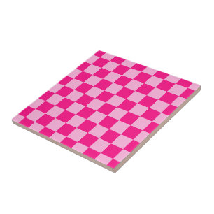 Azulejo Cuadrados a cuadros rosa caliente claro geométrico