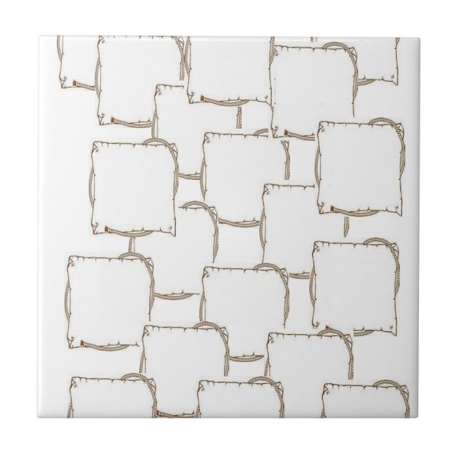 Azulejo Cuadrados abstractos de mosaico beige cerámico (Frente)