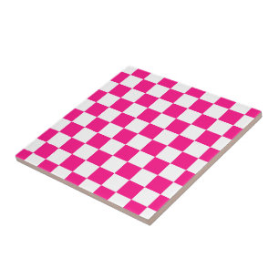 Azulejo Cuadrados controlados retro geométrico blanco rosa