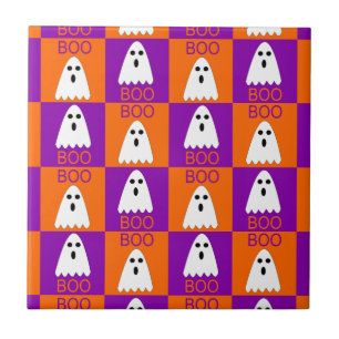 Azulejo Cuadrados de boo fantasma morado y Naranja de Hall