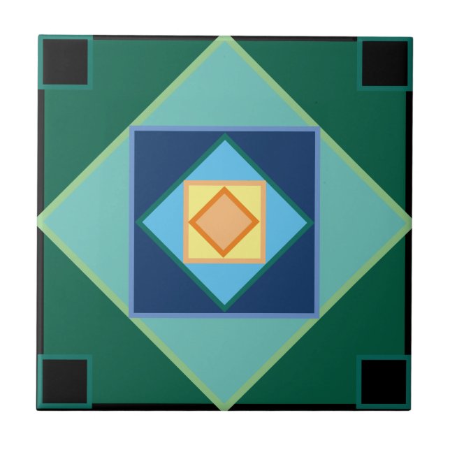 Azulejo Cuadrados geométricos Art Deco (Frente)