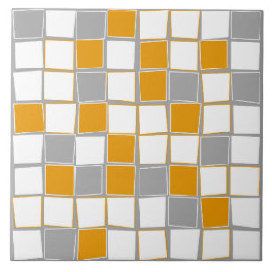 Azulejo Cuadrados, gris, blanco, amarillo mostaza, moderno