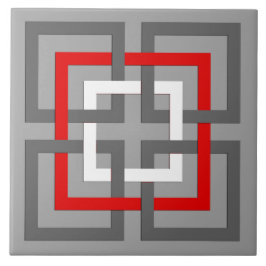 Azulejo Cuadrados, gris, rojo y blanco geométricos