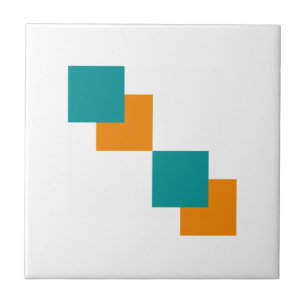 Azulejo Cuadrados mínimos de azul verdoso y tangarina