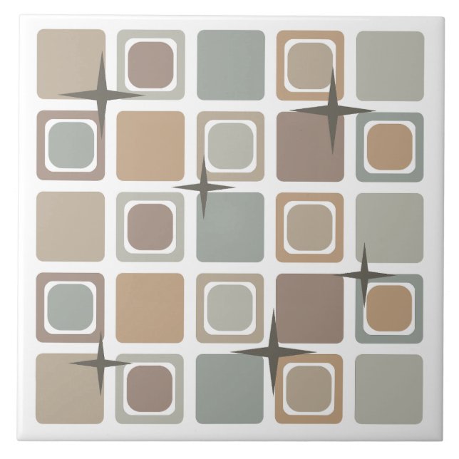 Azulejo Cuadrados modernos de tonos de la tierra de mediad (Frente)