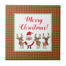 Cuadrados Navideños Felices Santa Claus Reno Perso